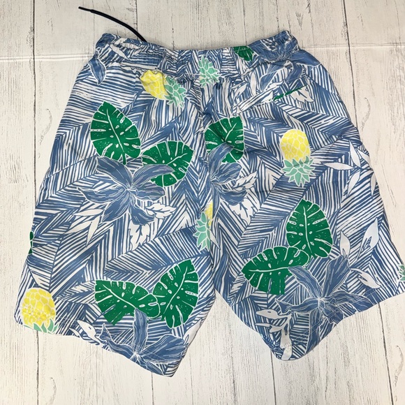 Nautica Tropical Pineapple Swim Trunks Blue Beach Board Shorts Size Small - Picture 2 of 4